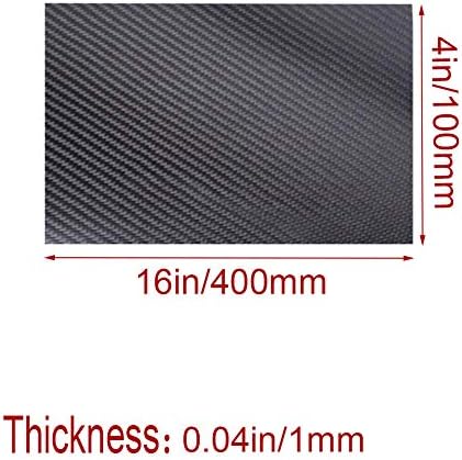 XMRISE Carbon Fiber Sheets Board Plate 3K Panel Laminate Rigid Plain Weave Matte Surface 100mmx400mm for Drone Robots RC,Thickness1mm