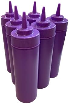 Purple BPA Free Преса Bottle Food Подготовка Plastic Condiment 12 oz for Hot Sauces Condiments Dressings (6)