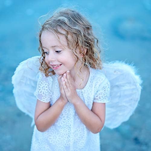 Крилата на Ангел и Ореол за Деца Момичета Костюм Ангел Крило за Възрастни и Деца Перо Бяло Крило на Ангел за Жени Черен