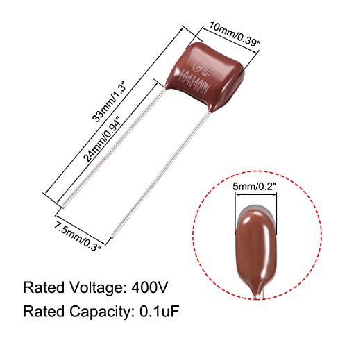 uxcell CBB21 Метализирани Тъкани Филм Кондензатори 400V 0.1 uf за Електрически Вериги, Енергоспестяващи Лампи Опаковка от 10 броя